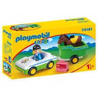 Playmobil - 1.2.3 Masina Cu Remorca Si Calut