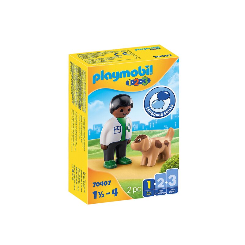 Playmobil - 1.2.3 Veterinar Cu Catel