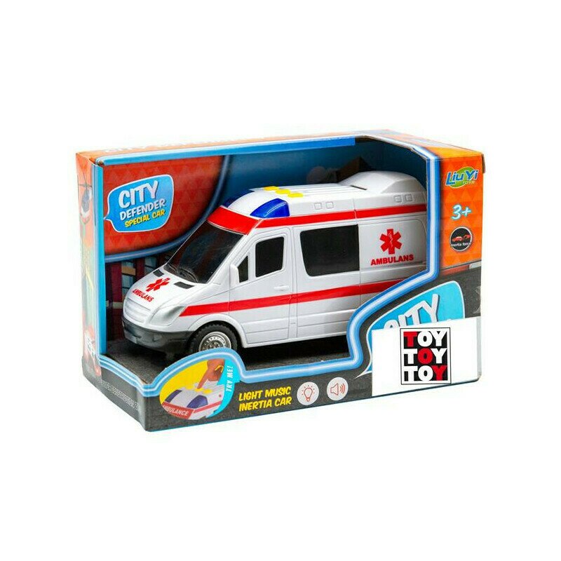 Ambulanta cu sunete si lumini, 17 cm, 3ani+ ,Toy Hausmann