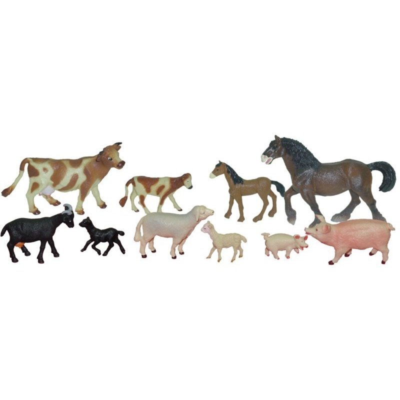planse de colorat cu animale domestice si puii lor Miniland - Animale domestice cu puii set de 10 figurine