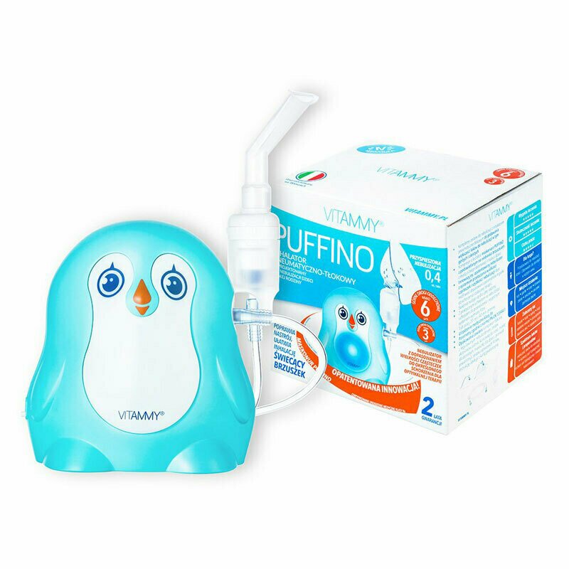 Aparat De Aerosoli Pentru Copii 6 VITAMMY - Aparat aerosoli Puffino, masca copii si adulti, 2 dimensiuni de particule, nebulizator cu compresor