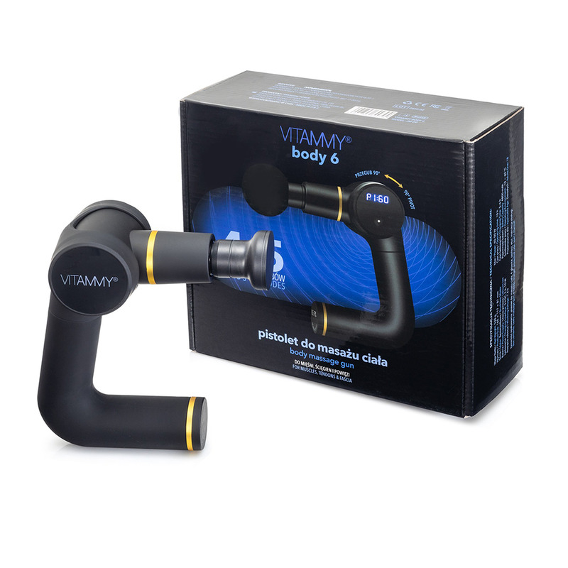 Aparat de masaj ergonomic tip pistol vitammy body 6, portabil, 4 capete de masaj, 5 trepte de...