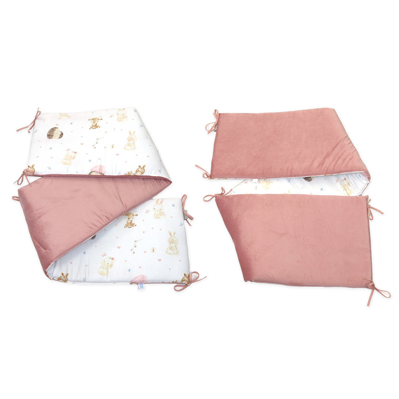 Aparatoare laterala patut, 2 fete, sweet velvet rose, 180 x 35 cm