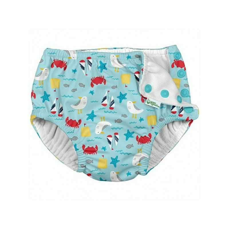 Aqua Nautical Crab 4T - Slip inot SPF 50+ refolosibil, cu capse Green Sprouts by iPlay