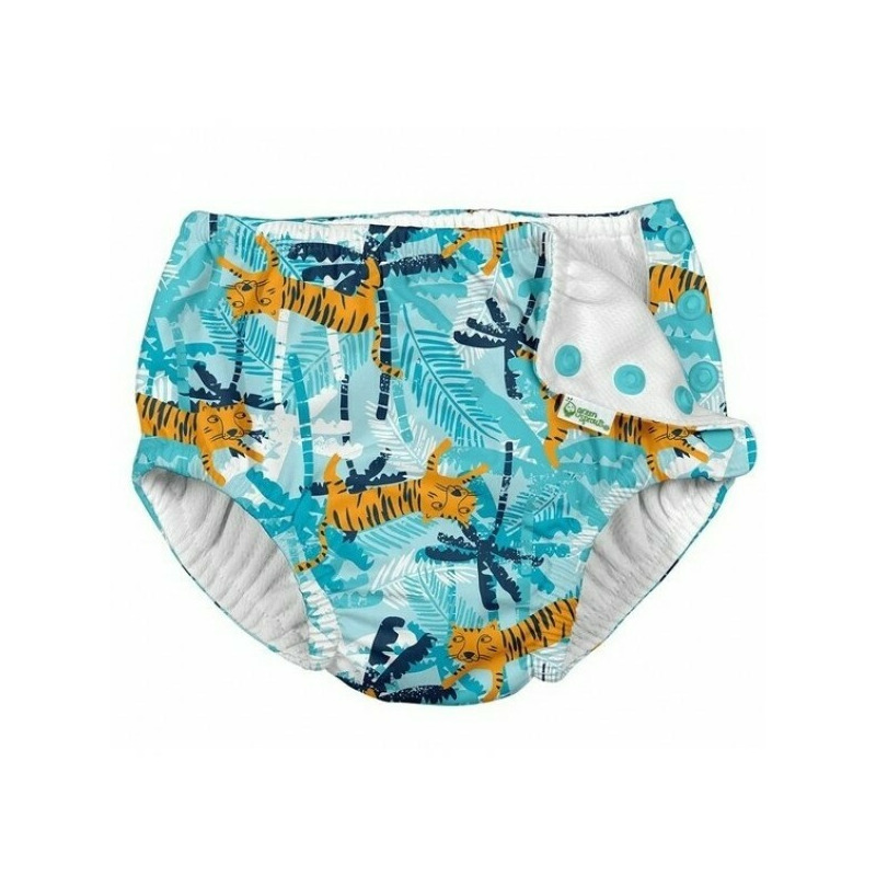 Aqua tiger 18 luni - slip copii spf 50+ refolosibil, cu capse green sprouts by iplay