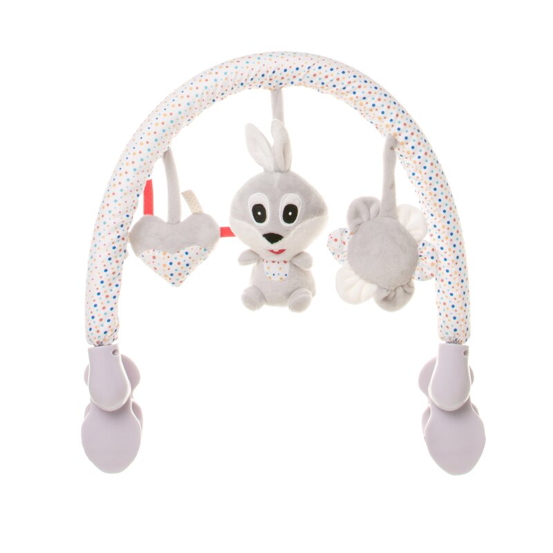 4baby - arc cu jucarii pentru patut si carucior plush arch iepurasi gri r12
