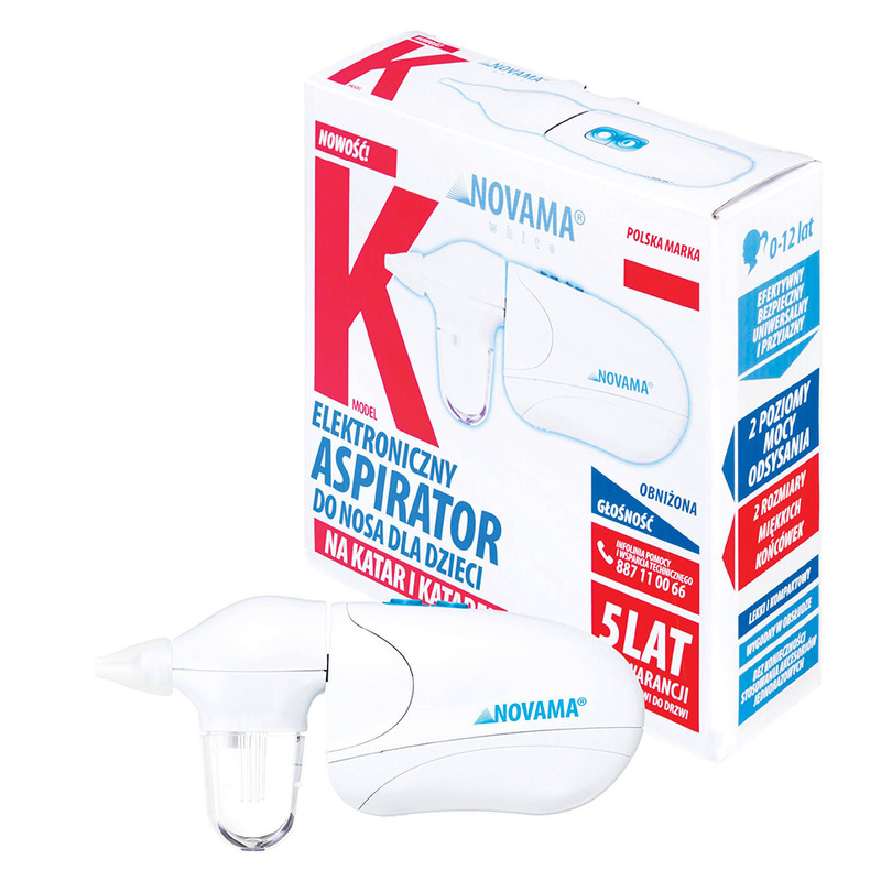 Aspirator nazal electric novama white k, pentru copii 0-12 ani, 2 varfuri silicon, 2 moduri de...