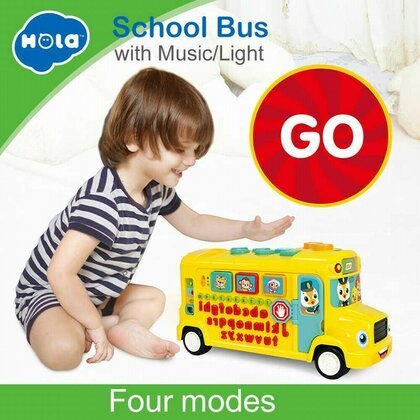 Jucarii bebe - Jucarie interactiva Autobuz scolar,  Cu sunete, Cu lumini