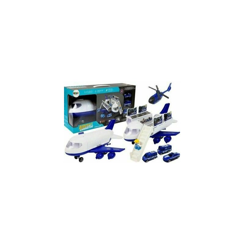 Leantoys - avion de politie, transporter de masinute, jucarie pentru copii, , 7203