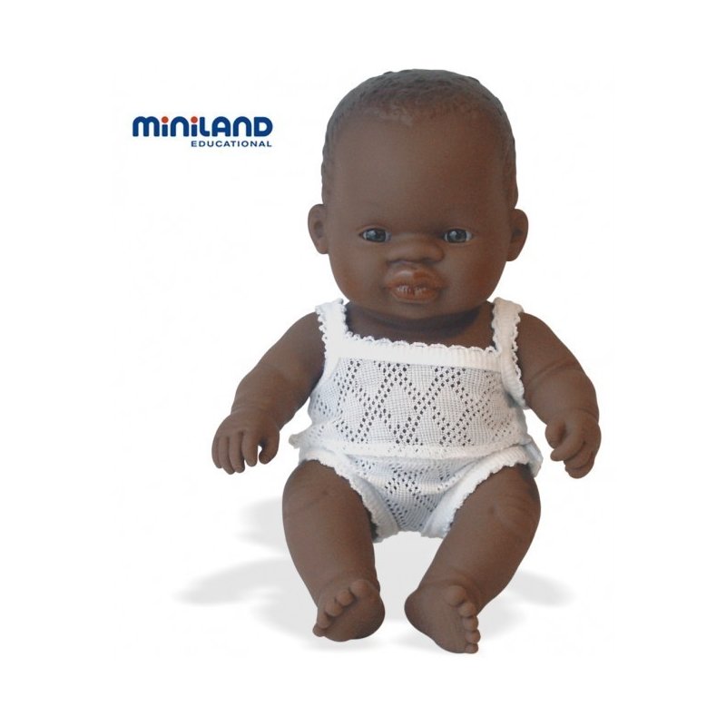 Miniland - Baby african baiat Papusa 21cm