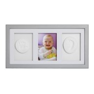 Baby HandPrint - Kit mulaj cu dubla amprenta, Double Memory Frame, Cu rama foto 10x15 cm, Silver