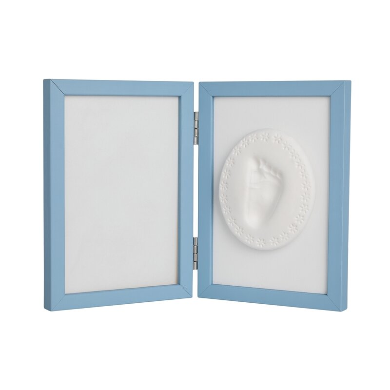 Baby HandPrint - Kit rama foto 10x15 cm, Cu amprenta, Tiny Memories, Non-toxic, Conform cu standardul european de siguranta EN 71-3:2019, Albastru