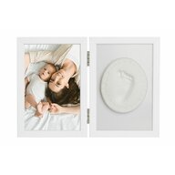 Baby HandPrint - Kit rama foto 10x15 cm, Cu amprenta, Tiny Memories, Non-toxic, Conform cu standardul european de siguranta EN 71-3:2019, Alb