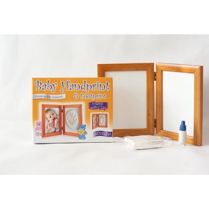 Baby HandPrint - Kit mulaj Memory Frame, Cu rama foto 13x18 cm, Non-toxic, Conform cu standardul european de siguranta EN 71-3:2019, Alb