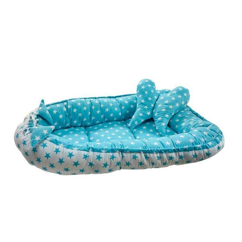 Mykids - Baby Nest 2 Piese Stars Turquoise