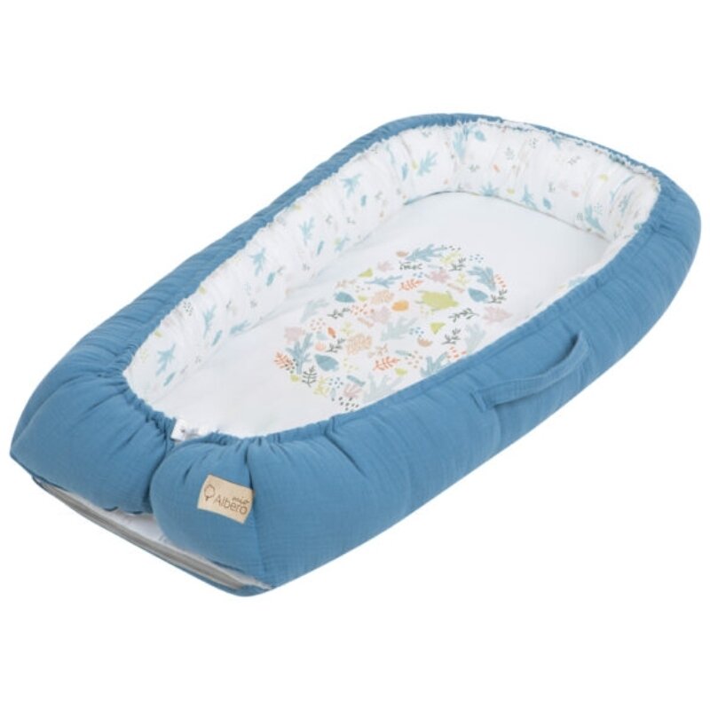 Klups - Suport de dormit Baby Nest Eco & Love Ocean din Bumbac, 80x45 cm