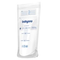 BabyOno - Set 20 pungi pentru stocarea laptelui, fara Bisfenol A, Transparent