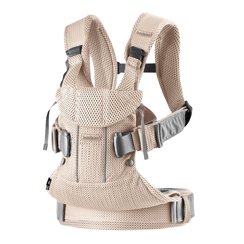 BabyBjorn – Marsupiu ergonomic One Air Pealy 3D Mesh , Protectie cap, Anatomic, 4 Air