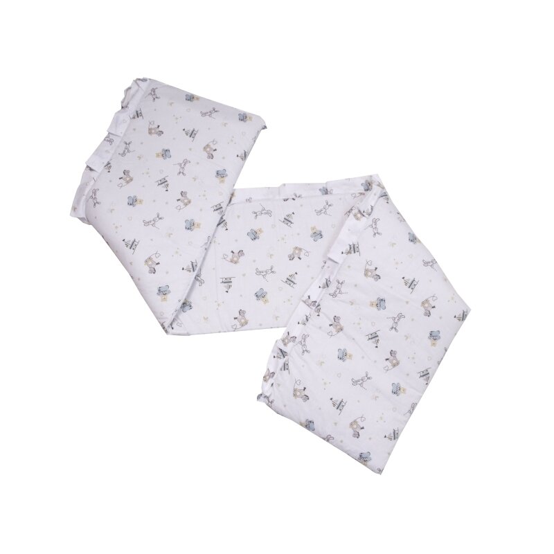 Babyneeds - aparatoare laterala pentru patut 120x60 cm, cu umplutura antialergica, dimensiune 180 x 32 cm, horse alb