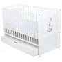Patut din lemn bebe, Transformabil si pentru junior, 120x60 cm, Cu sertar cu capac, Din pin si mdf, Stabil si rezistent, Inaltime saltea reglabila pe 3 nivele, Laterala cu 3 bete detasabile, EN716-1, EN16-2, Alb, Babyneeds, Nadia II, Girafa - 7