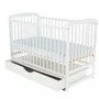 Patut din lemn bebe, 120x60 cm, Cu sertar cu capac, Din lemn de pin si mdf, Stabil si rezistent, Inaltime saltea reglabila pe 3 nivele, Laterala cu 3 bete detasabile, EN716-1, EN716-2, Alb, Babyneeds, Ola - 3