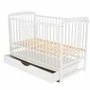 Patut din lemn bebe, 120x60 cm, Cu sertar cu capac, Din lemn de pin si mdf, Stabil si rezistent, Inaltime saltea reglabila pe 3 nivele, Laterala cu 3 bete detasabile, EN716-1, EN716-2, Alb, Babyneeds, Ola - 7