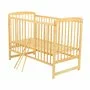 Patut din lemn bebe, 120x60 cm, Din lemn de pin, Stabil si rezistent, Inaltime saltea reglabila pe 3 nivele, Laterala cu 3 bete detasabile, EN716-1, EN716-2, Natur, Babyneeds, Ola + Saltea 10 cm - 6