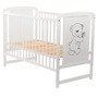 BabyNeeds - Patut din lemn Timmi 120x60 cm, Din lemn de pin si mdf, Stabil si rezistent, Inaltime saltea reglabila pe 3 nivele, Laterala cu 3 bete detasabile, EN716-1, EN716-2, Alb + Saltea 10 cm - 6