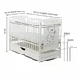 Patut din lemn bebe, 120x60 cm, Cu sertar cu capac, Din lemn de pin si mdf, Stabil si rezistent, Inaltime saltea reglabila pe 3 nivele, Laterala cu 3 bete detasabile, EN716-1, EN716-2, Alb, Babyneeds, Timmi + Saltea 10 cm - 10