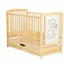 Patut din lemn bebe, 120x60 cm, Cu sertar cu capac, Din lemn de pin si mdf, Stabil si rezistent, Inaltime saltea reglabila pe 3 nivele, Laterala cu 3 bete detasabile, EN716-1, EN716-2, Natur, Babyneeds, Timmi - 6