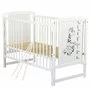 Patut din lemn bebe, 120x60 cm, Cu laterala culisanta, Din lemn de pin si mdf, Stabil si rezistent, Inaltime saltea reglabila pe 3 nivele, Laterala cu 3 bete detasabile, EN716-1, EN716-2, Alb, Babyneeds, Timmi Girafa - 10