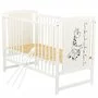 Patut din lemn bebe, 120x60 cm, Din lemn de pin si mdf, Stabil si rezistent, Inaltime saltea reglabila pe 3 nivele, Laterala cu 3 bete detasabile, EN716-1, EN716-2, Alb, Babyneeds, Timmi Girafa + Saltea 10 cm - 6
