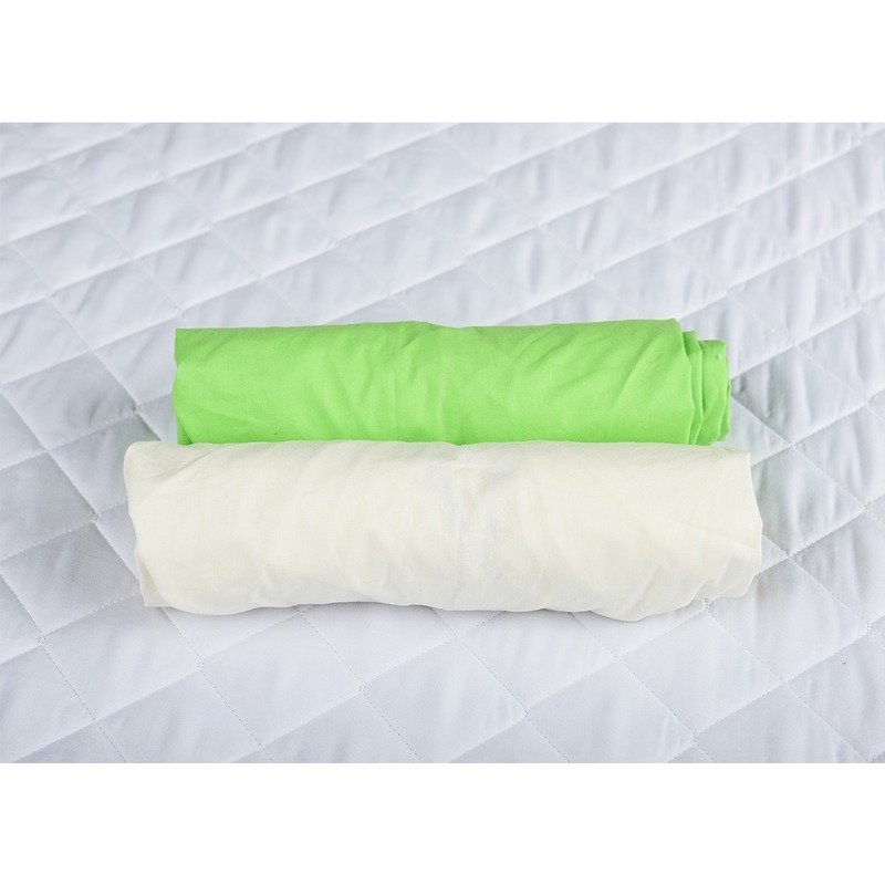 BabyNeeds - Set 2 cearceafuri cu elastic 120x60 cm, Crem+Verde