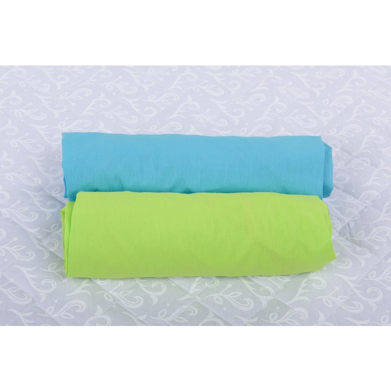 BabyNeeds - Set 2 cearceafuri cu elastic 120x60 cm, Bleu+Verde