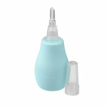 Aspirator nazal manual, BabyOno, Cu varf Din silicon, 0 luni+, Albastru