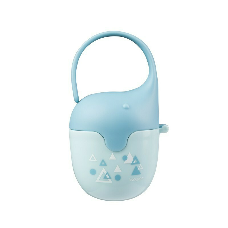 Babyono - cutie de depozitare suzeta, fara bpa, model elefant, albastru
