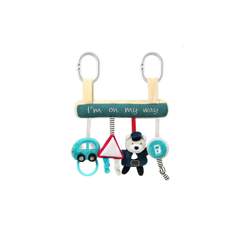 Babyono - jucarie multifunctionala pentru patut si carucior, i'm on my way, cu agatatoare, dezvolta abilitati motorii si senzoriale, 0 luni+, multicolor