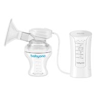 BabyOno - Pompa de san electrica, 10 moduri de putere de aspiratie, Fara BPA, Cu biberon 180 ml, Alb