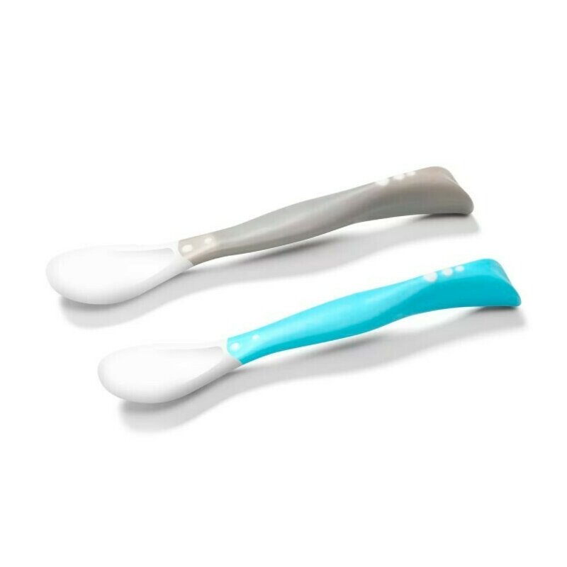 Babyono - set 2 lingurite flexibile pentru baietei, cu memorie, fara bpa, 6 luni+, multicolor