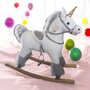 Balansoar, Bebe Stars, Unicorn, Cu melodii, Pana la 25 kg, Alimentare pe baza de baterii, Lemn, 1.5-5 ani, Conform EN71, Brown - 2