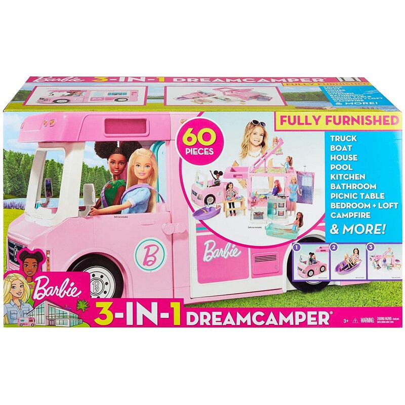 Mattel - barbie 3in1 rulota de vis super accesorizata cu 60 de piese