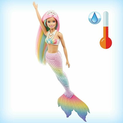 Mattel - Papusa Barbie Sirena , Dreamtopia , Isi schimba culoarea