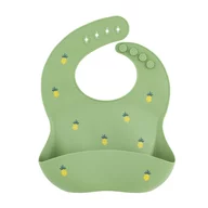 Baveta moale, Petite&Mars, Take&Match, Reglabila, Cu buzunar colector, Silicon, Fara BPA, 6 luni+, Model ananas, Verde