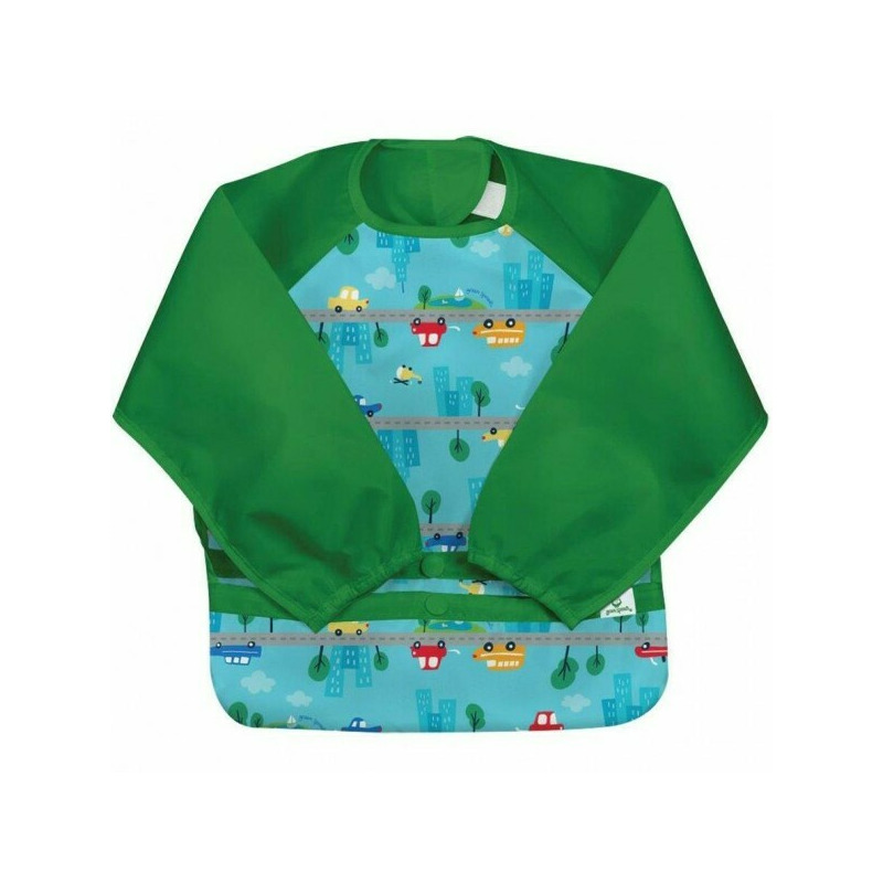 Bavetica Aqua Cars multifunctionala cu maneci lungi 2T-4T - Green Sprouts