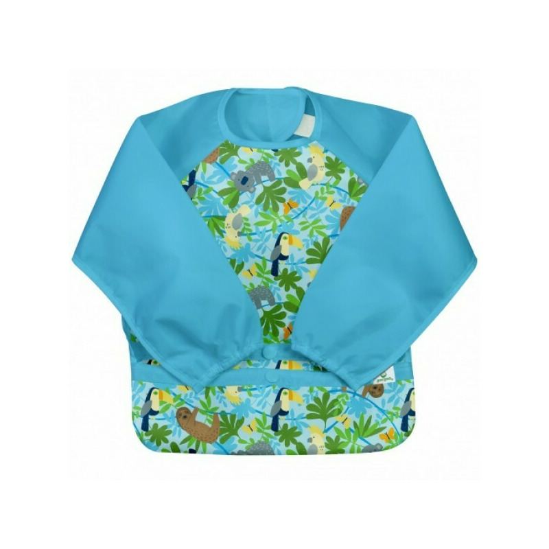 Bavetica multifunctionala cu maneci lungi 12-24 luni - green sprouts - aqua sloth jungle