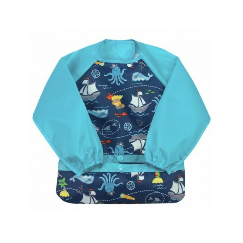 Bavetica multifunctionala cu maneci lungi - green sprouts - navy pirates 2t-4t