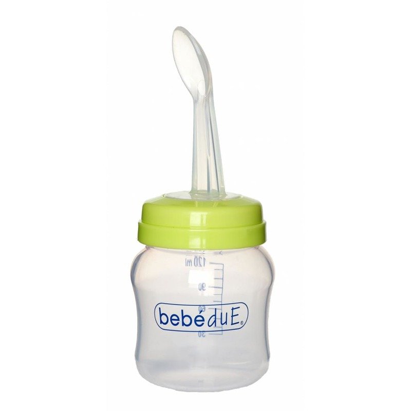 Bebedue - biberon din silicon 120 ml cu lingurita 80168