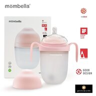Mombella - Biberon Anticolici  Breast-Like, 300ml, Tetina 360° XL Flux Consistent, 100% Silicon, Old Roze