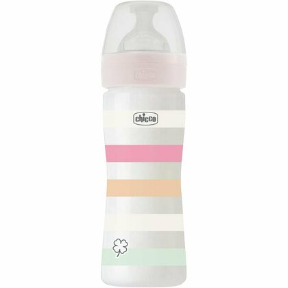 Biberon bebelusi, Chicco, WB PP, Anti-colici, 250 ml, Tetina medie Physio Soft Sense, 0 luni+, Multicolor
