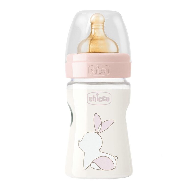 Chicco - Biberon PP original Touch 150ml, tetina cauciuc, flux lent, fete, 0luni+